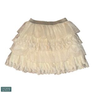 Girls Cream Ruffle Tutu Skirt Sparkle Waistband Size 6 by Truly Me
